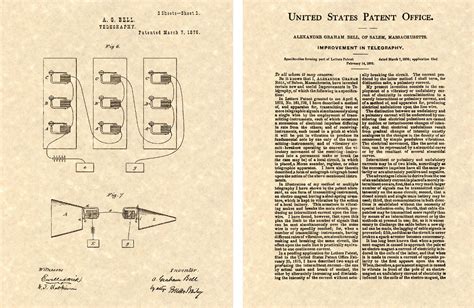 BELL TELEPHONE Patent Art Print READY TO FRAME!! Alexander Graham phone | eBay
