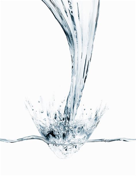 Water Pouring And Splashing On White by Burazin