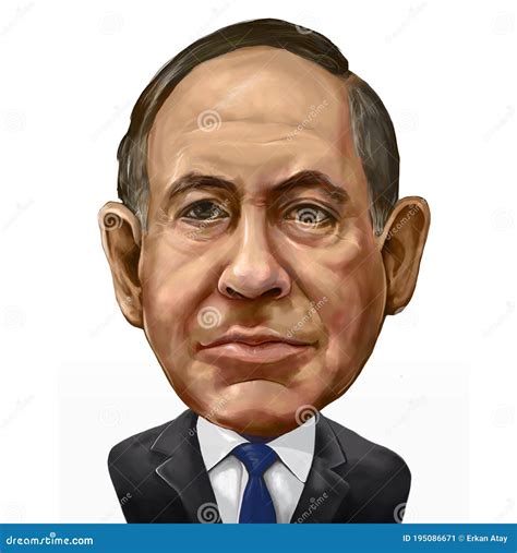 Benjamin Netanyahu, Prime Minister of Israel. Cartoon Portrait ...