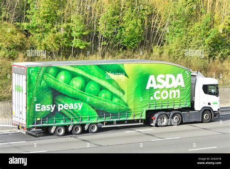 Easy peasy Asda supermarket Scania hgv lorry truck & green pea pod advertising graphic side ...