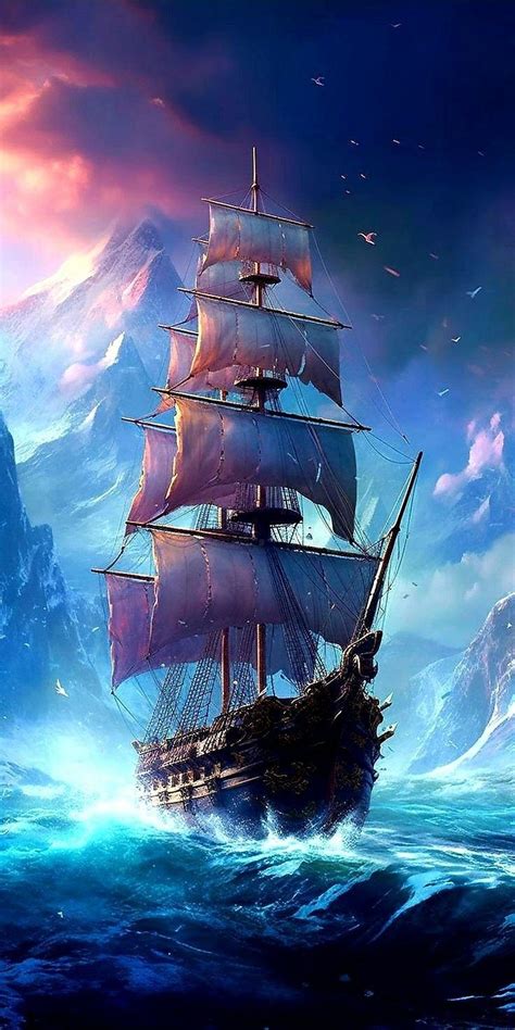 Pirate Ship Wallpaper | Pirate ship art, Old sailing ships, Ship paintings