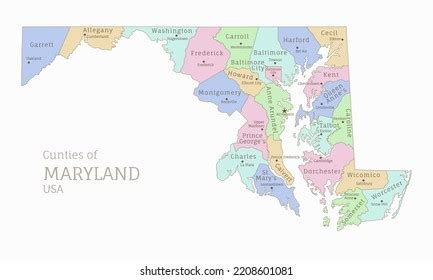 Counties Maryland Political Map Usa Federal Stock Vector (Royalty Free ...