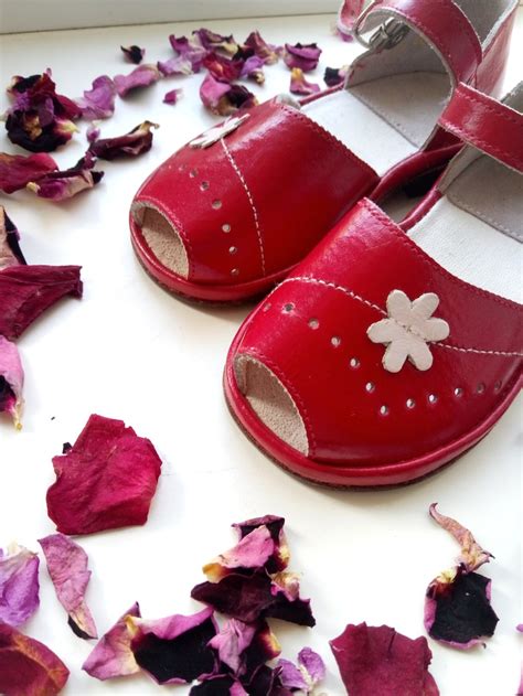 NEW Soviet Kids Sandals Red Leather Flat Perforated - Etsy