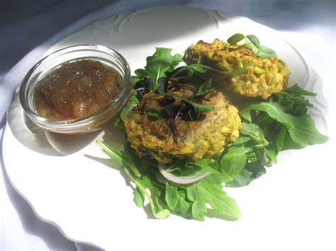 Savory Sage Green and Yellow Split Pea Rice Patties with Apple Chia Seed Compote | Lisa's ...