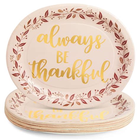 24-Pack Large Oval Thanksgiving Paper Plates, Heavy Duty Serving Plates ...