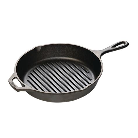 Seasoned Cast Iron Round Grill Pan with Assist Handles 10.25 inches ...