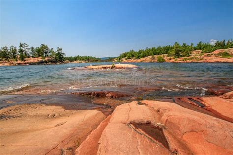 Red Rock at Georgian Bay Ontario Canada Stock Photo - Image of lake ...