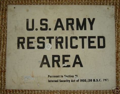 OLD MILITARY METAL SIGN RESTRICTED AREA US ARMY SIGN | #19407180