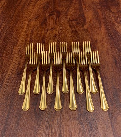 Vintage Oneida Gold Flatware Set service for 12, Golden Clairhill ...