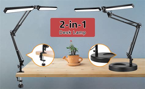 2-in-1 LED Desk Lamp, 24W Brightestwith Table Lamp with Clamp, Desk Light with Flexible Swing ...