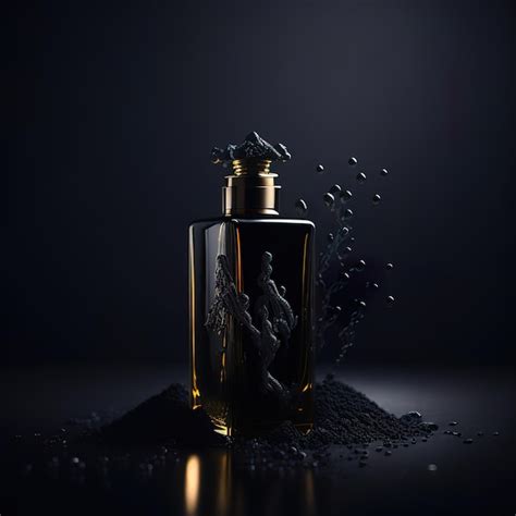 Premium AI Image | Luxurious perfume bottle with black details on a dark background