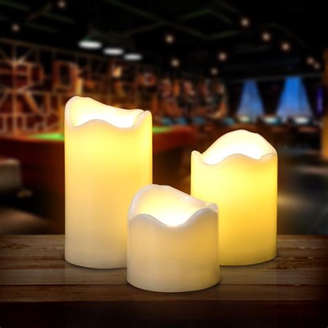 3PCS/set LED Flameless Flickering Candles Battery Operated Smokeless for Wedding Warm White ...