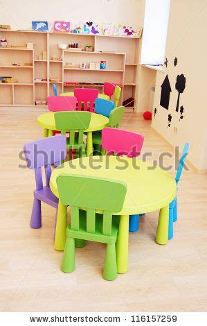 Montessori Kindergarten Preschool Classroom with table and chairs by ...