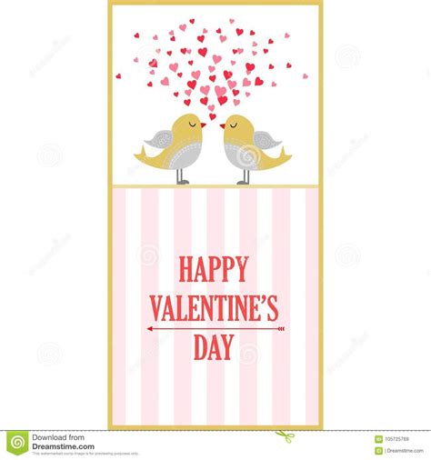 Card with Love Birds. Valentine`s Day Postcard Design Stock Vector ...