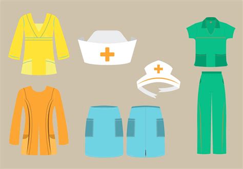 Vector Set of Nurse Scrubs and Caps in Different Fashion Styles 92931 ...