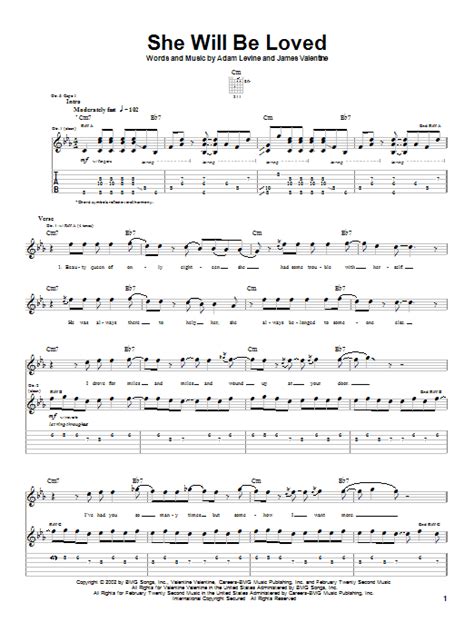 She Will Be Loved Sheet Music Maroon Guitar Chords/Lyrics, 51% OFF