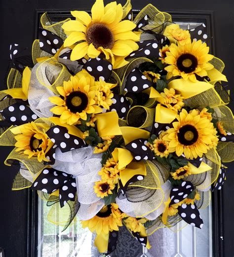 XL Deco Mesh Sunflower Wreath Summer Wreath Spring Wreath