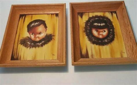 Eskimo Inuit Children Oil Paintings Signed,Numbered & Framed. VTG Framed 12"×10" | #3925401555