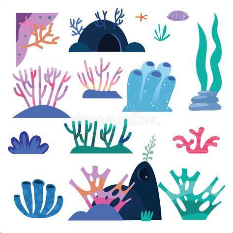 Underwater Plants Growing On Sea Ocean Bed Stock Illustration ...