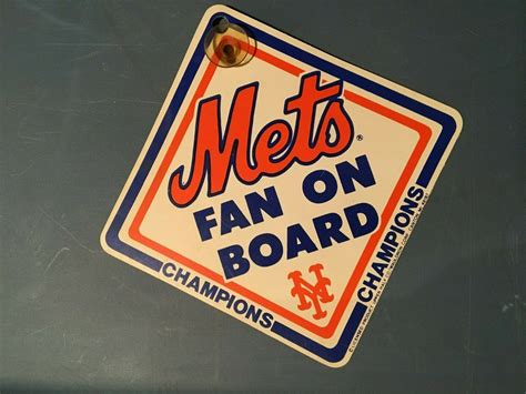 Vintage Mets Fan On Board Champions Hanging Plastic Sign *Nice ...