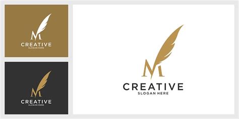 Initial Logo Letter M With Feathers Concept Stock Illustration - Download Image Now - Abstract ...