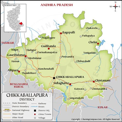 Chikkaballapura District Map, Karnataka, India