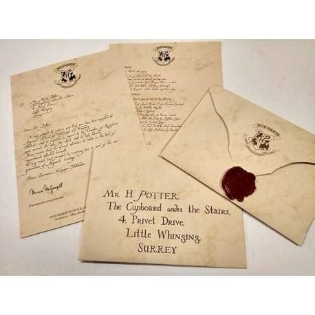 Carta de aceptación de Hogwarts - Harry Potter