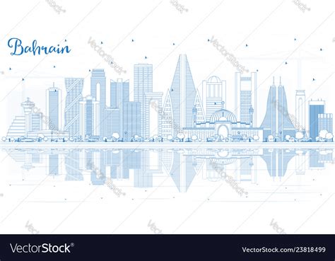 Outline bahrain city skyline with blue buildings Vector Image