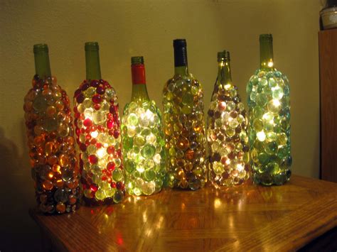 Items similar to Glass gem embellished lighted wine bottles, night ...