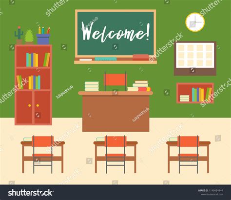 Empty Classroom Study Room Interior Background Stock Vector (Royalty ...