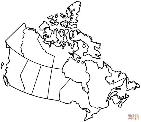 Outline Map of Canada with Provinces coloring page | Free Printable ...