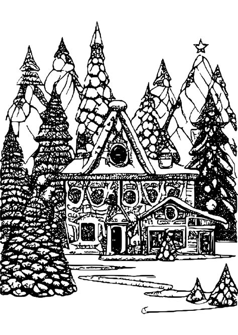 3D North Pole Christmas Village Coloring Page · Creative Fabrica