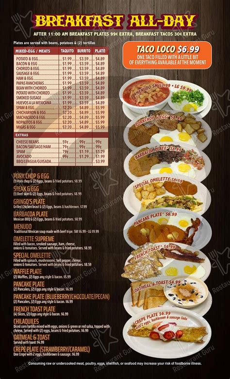 Menu at Chapala Grill Mexican Restaurant, Corpus Christi