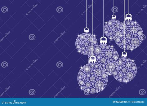 White Snowflake Christmas Baubles on a Blue Background Stock Illustration - Illustration of ...