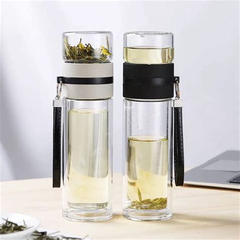 350Ml Travel Drinkware Portable Double Wall Glass Tea Bottle Tea Infuser Gl X2I2 | eBay