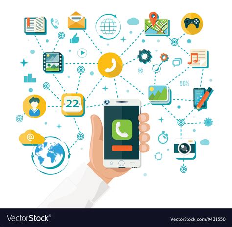 Smartphone functions and content Royalty Free Vector Image