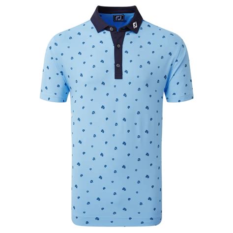 FootJoy Scattered Floral Stretch Pique Polo - True Blue/Navy