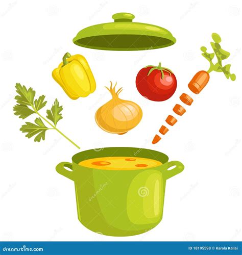 Vegetable Soup with Ingredients Stock Vector - Illustration of cute, menu: 18195598