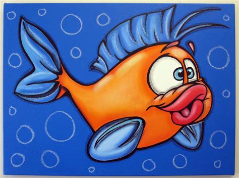 BoY FiSH 18x24 original painting on canvas for childs room