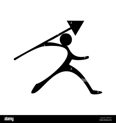 Stick figure throws arrow, like javelin throw, symbol to move forward ...