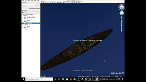KMS Bismarck wreck location on google earth pro - YouTube