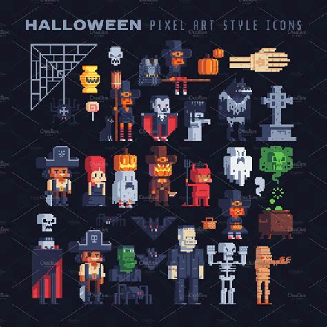 Halloween pixel characters set ~ Icons ~ Creative Market