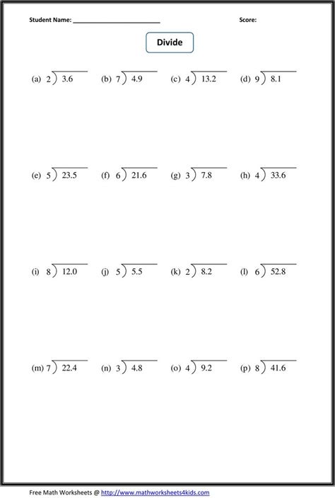 Dividing Decimals Worksheets | Decimals worksheets, Division worksheets, Dividing decimals