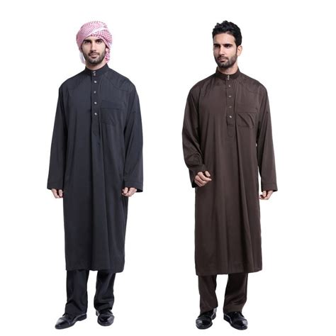 Muslim Men White Long Sleeve Thobe Dress Men Islamic ClothingSaudi Arab Moslim Jurk Plus size S ...