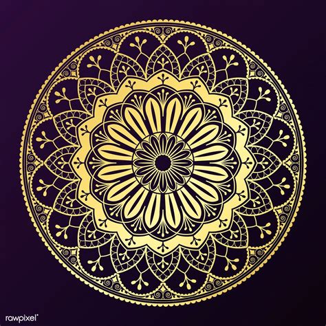 Geometrical gold mandala pattern on purple background | free image by rawpixel.com / Niwat ...