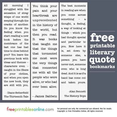 Printable Literary Quotes Bookmarks | Free Printables Online