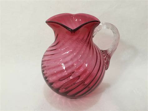 Fenton Art Glass Cranberry Pitcher, 6 3/4" Tall x 5 1/2" Widest, 1 Lbs 5 Oz #Fenton | Pitcher ...