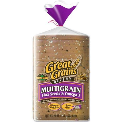 Great Grains Bakery Multigrain w/ Flax Seeds & Omega-3 Premium Wide Pan Bread, 24 oz - Walmart ...