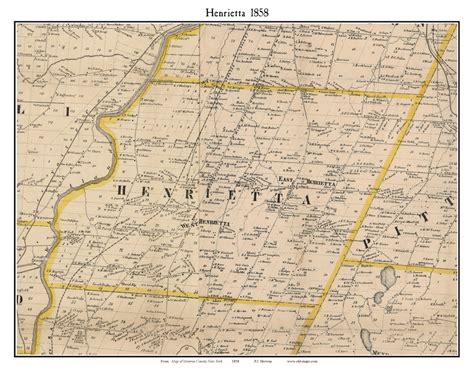 Henrietta, New York 1858 Old Town Map Custom Print - Monroe Co. - OLD MAPS