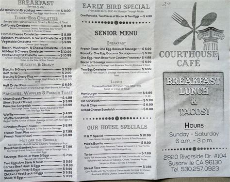 Menu at Courthouse Café cafe, Susanville, Main St